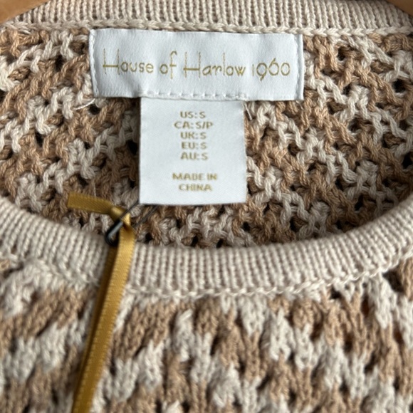 House of Harlow 1960  Khaki/Ivory Sleeveless Tan Knit Maxi Dress Size S - Picture 4 of 10